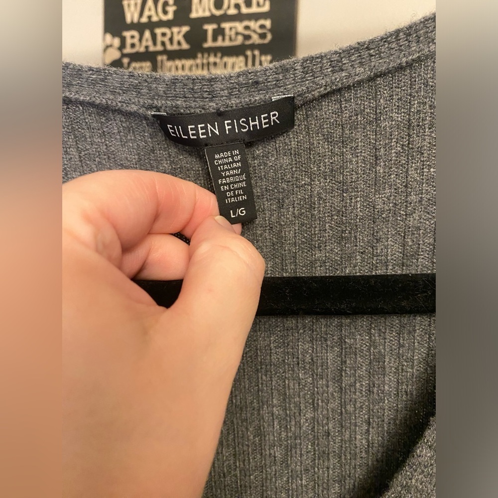 Eileen Fisher wool sleeveless v-neck sweater dress - Picture 2 of 8